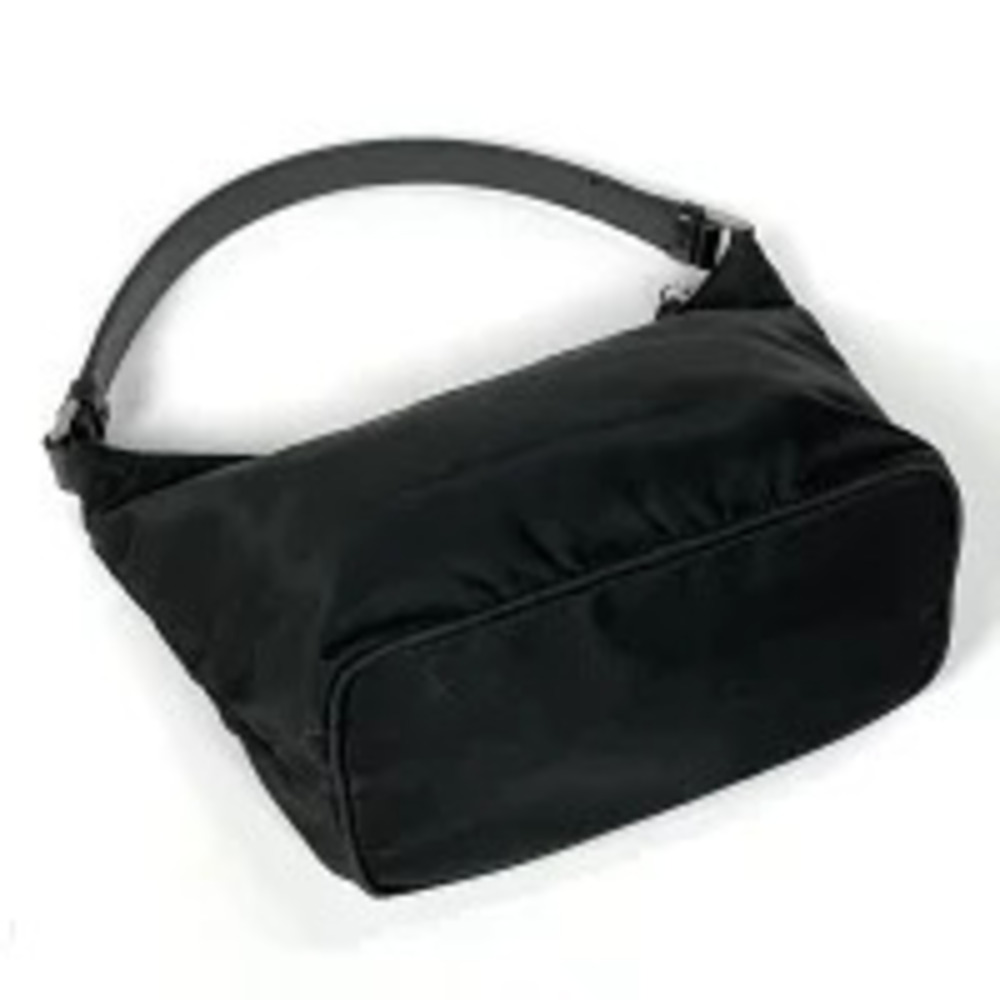 Prada Black Plate Bag Tote Handbag Black